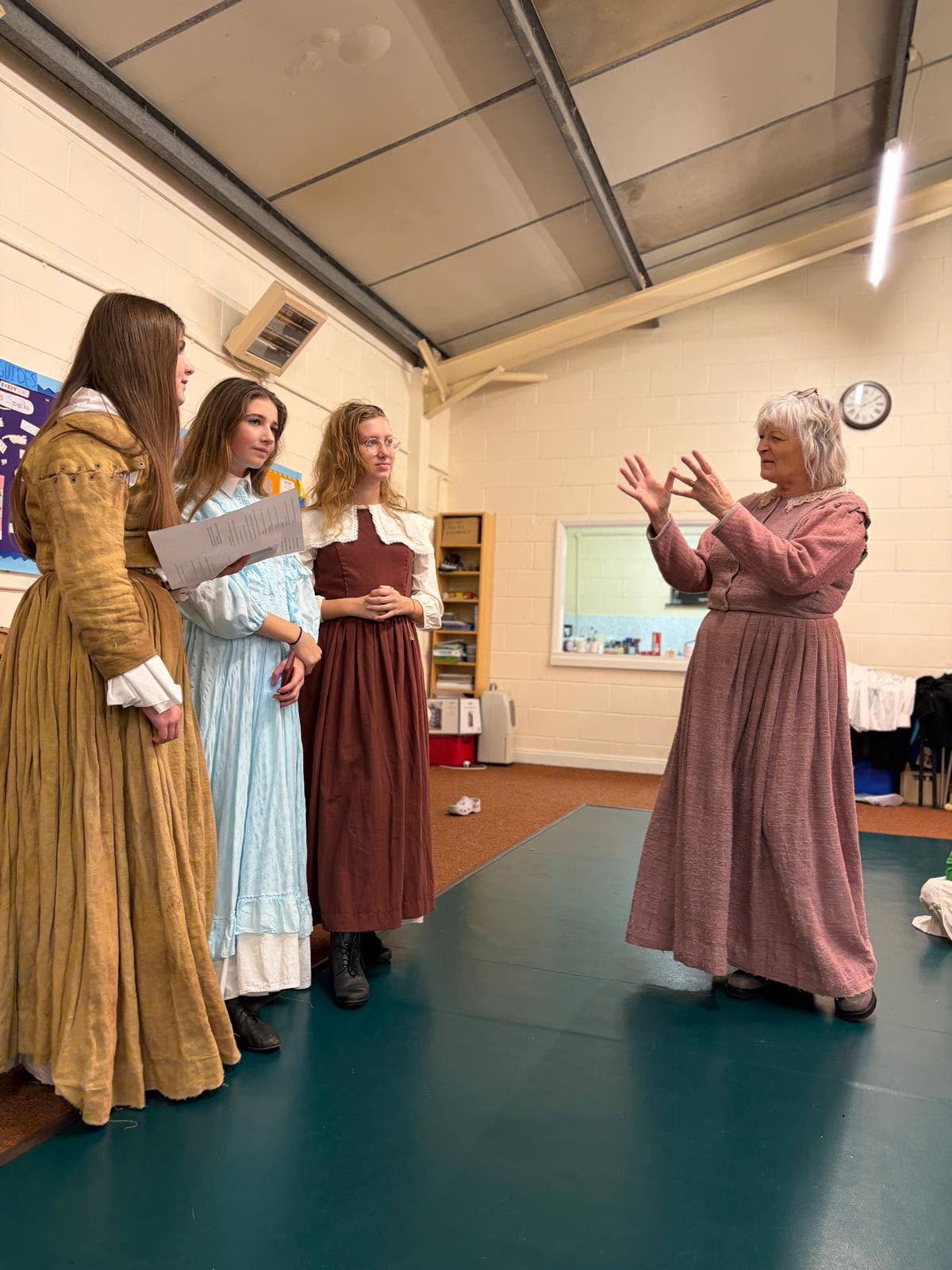 Working a scene in costume for The Crucible