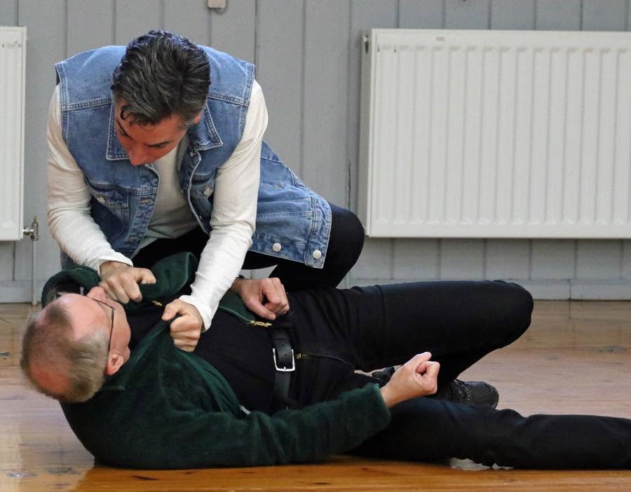 Rehearsing the wrestling scene for As You Like It